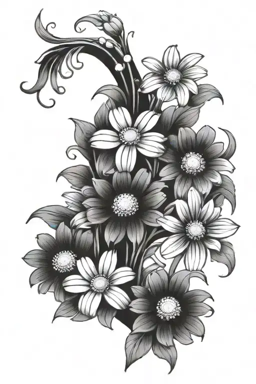 Daisies Growing Vine Wrapping Upward From Ankle