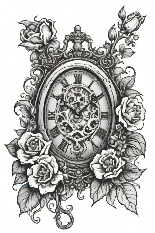 Melting Clock And Primroses