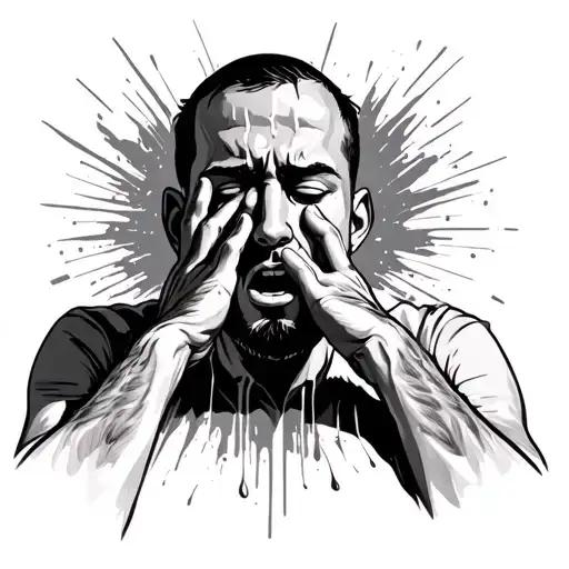Man Tears Open Head With Hands And Thoughts Release