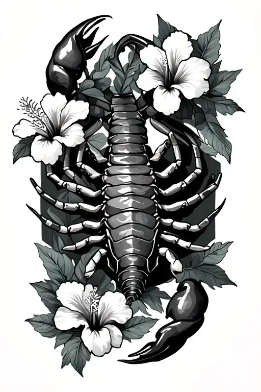 Scorpion With Hibiscus Flowers Growing