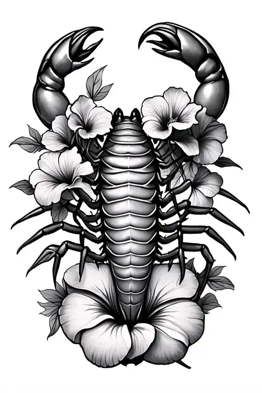 Scorpion With Hibiscus Flowers Growing