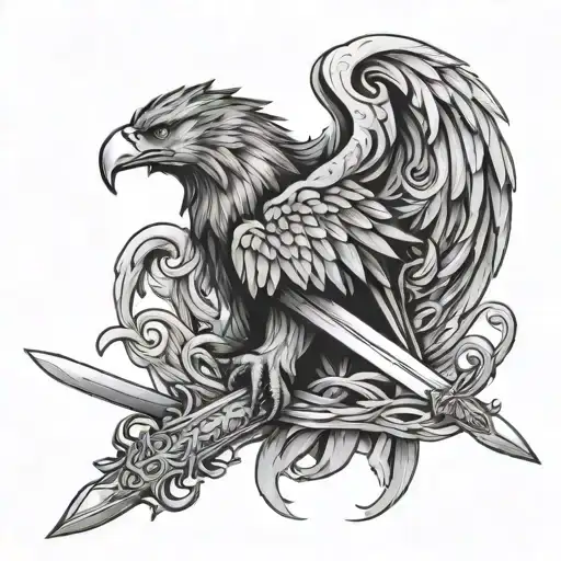 Eagle Lion Sword Intertwined