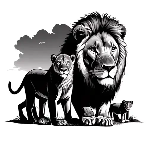 Lion Family Safari Scene