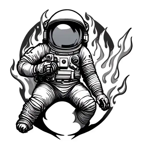 Astronaut In Flames Left Arm