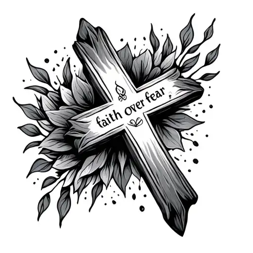 Faith Over Fear With A Cross Surrounded