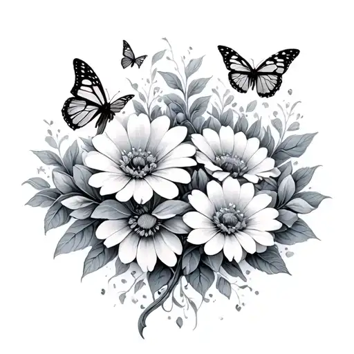 Flowers And Butterflies Fluttering