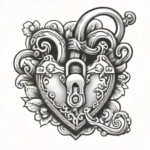 Traditional Tattoo Style Heart Shaped Lock