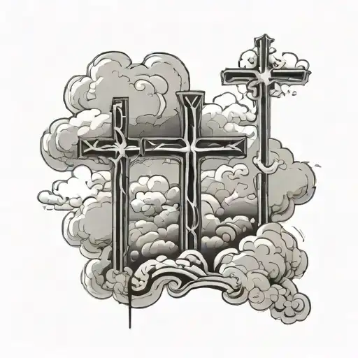 3 Crosses With Clouds
