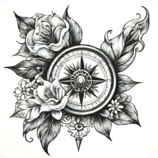Compass With Jasmin Flower And Baby Feet