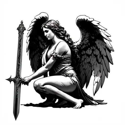 Angel Kneeling With Sword