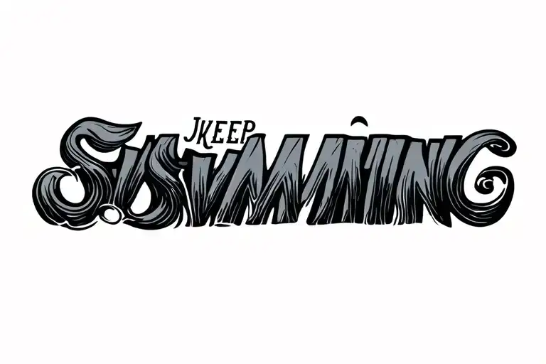 Just Keep Swimming With Waves Slanted To The Left That Lok Like The Letter M