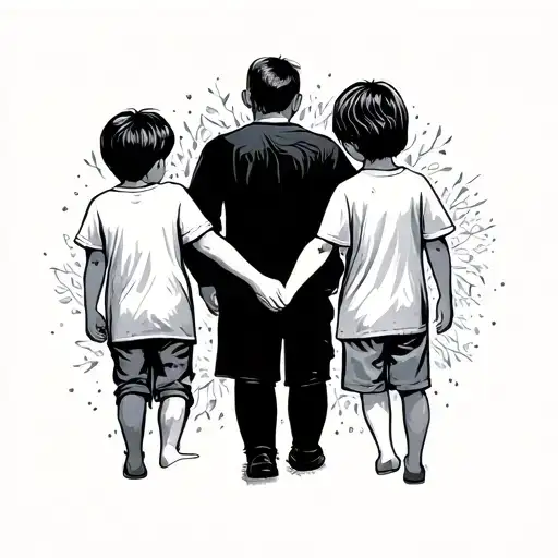 Father And Children Holding Hands