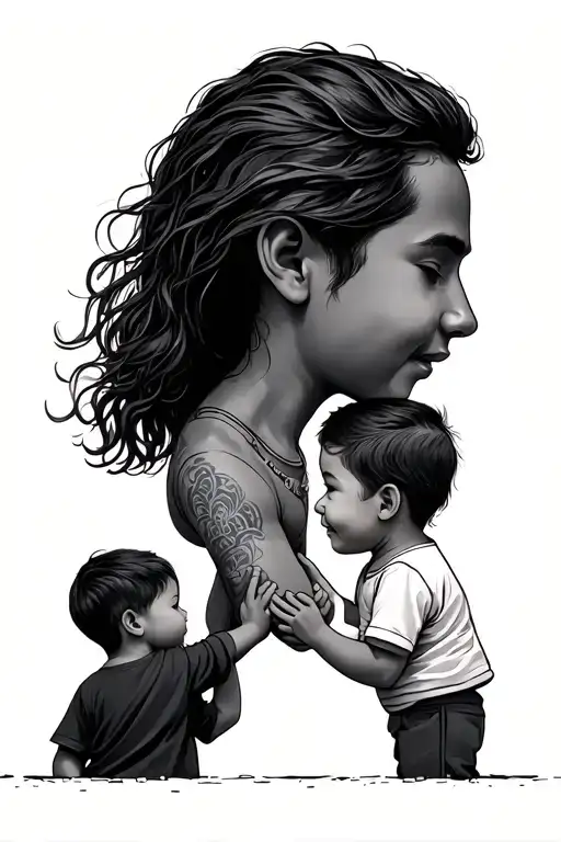 Father And Children Holding Hands