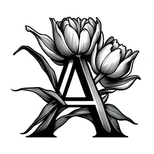 Letter A And Tulip Flower