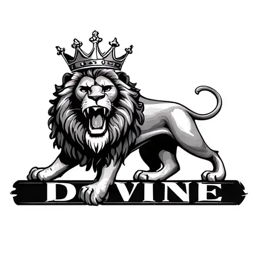 Lion Roaring Wearing A Kings Crown With The Word Divine On The Lion Or Around It Whatever Looks Nice