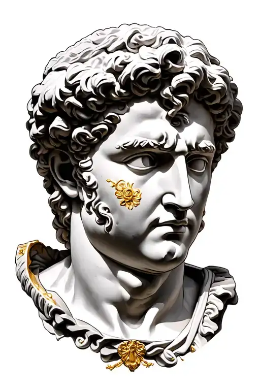 Augustus Ceasar Statue With Gold