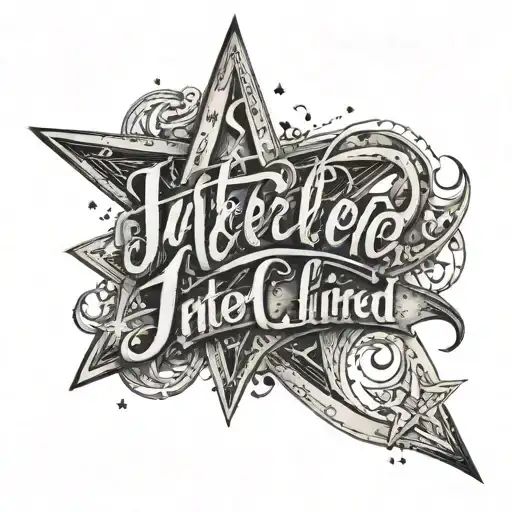 The Word Interlinked Written In Cursive With Stars And Each End