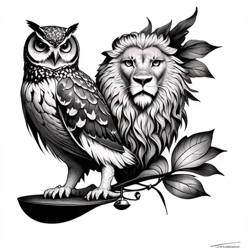 Stoicism Owl Lion Lotus Justice Scale