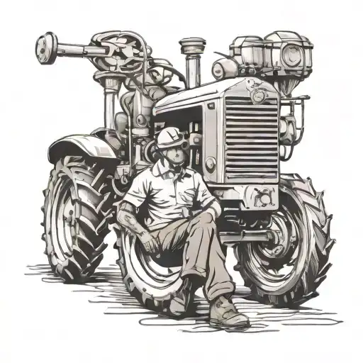 Tractor Mechanic Working On A Vintage