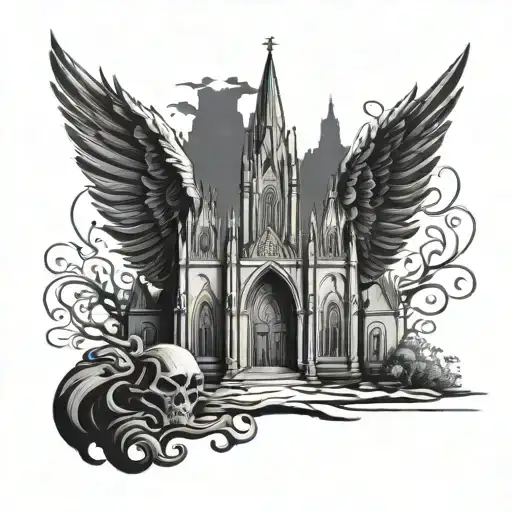 Cathedral With Fallen Angel