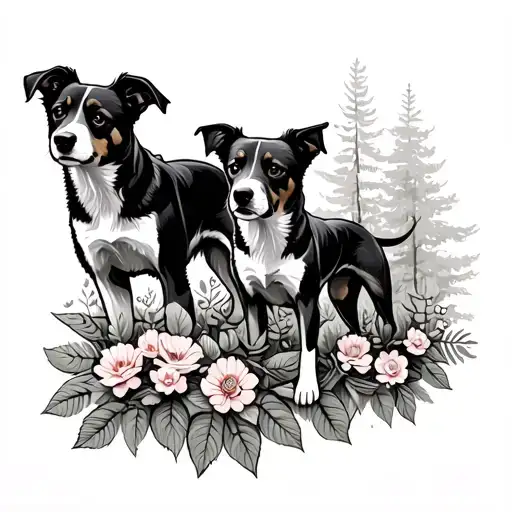Dogs Hiking Flowers Trees