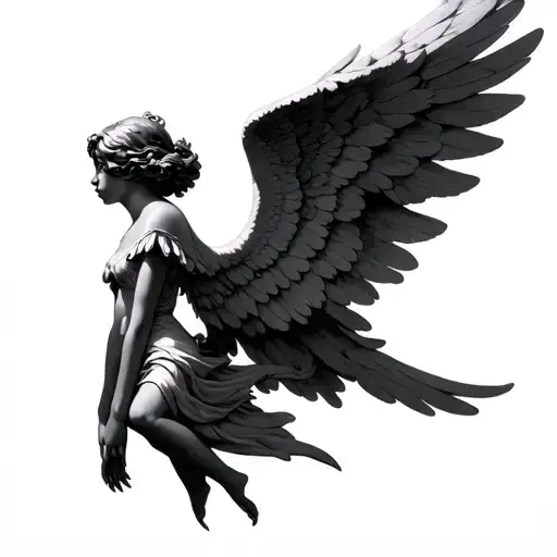 An Angel Who Just Stays Still And Has Big Wings That Go Upwards