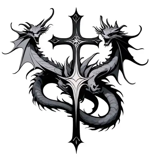 Inverted Cross And Dragon
