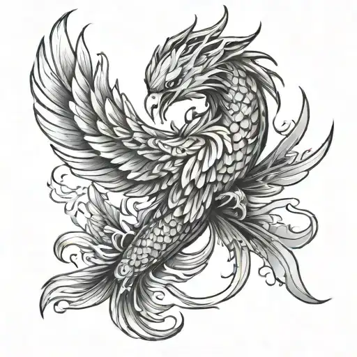 Phoenix And Koi Fish