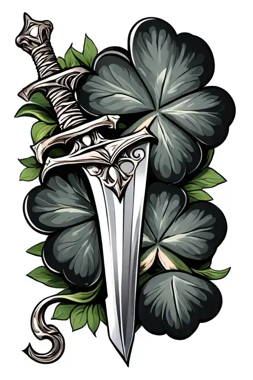 Four Leaf Clover And Sword