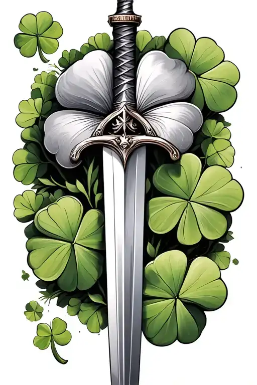Four Leaf Clover And Sword