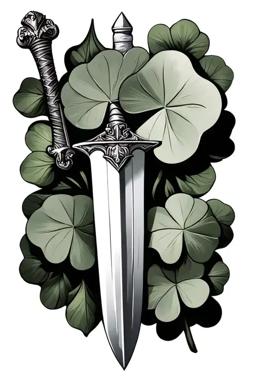 Four Leaf Clover And Sword