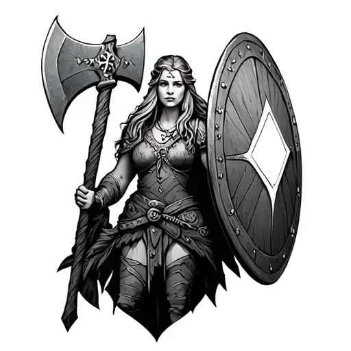 Viking Shield Maiden Holding Axe