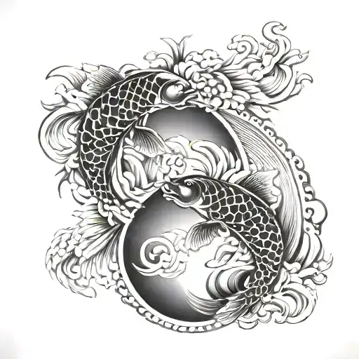 Koi Fish Yin Yang Gate Sun Rising