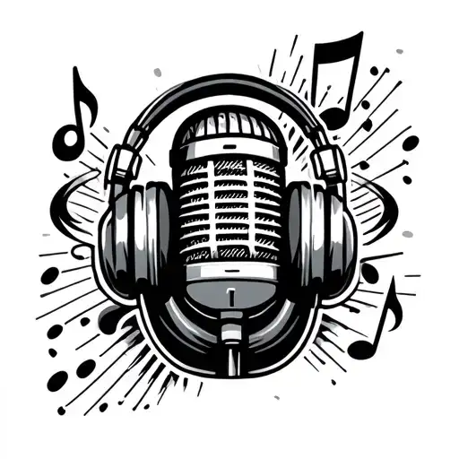 Music Notes With Microphone And Headphones With Dv0n And Rap And Rnb Aspects