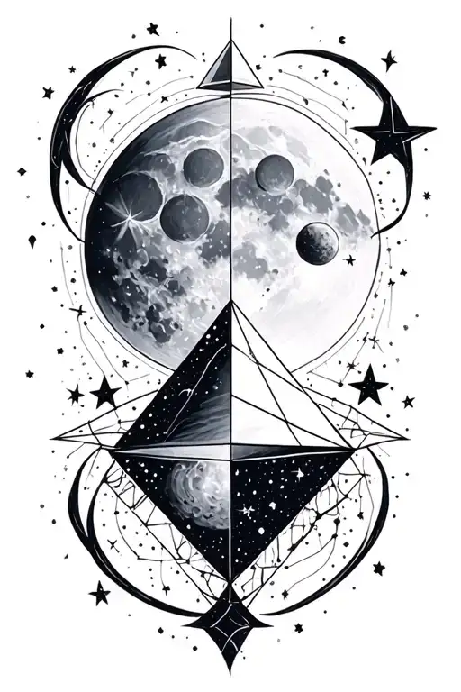 Star Constellation Intertwined With Dark Side Of The Moon Prism