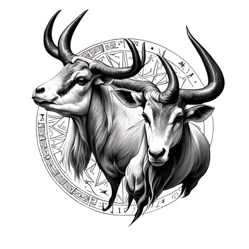 A Libra Zodiac Sign Combined With Two Taurus Zodiacs In A Fine Line Style