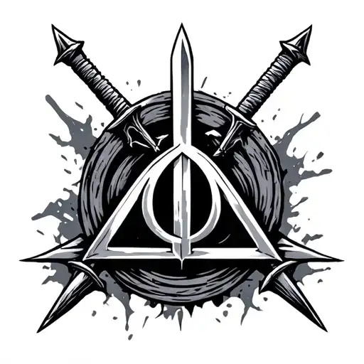 Deathly Hallows Symbol With Swords