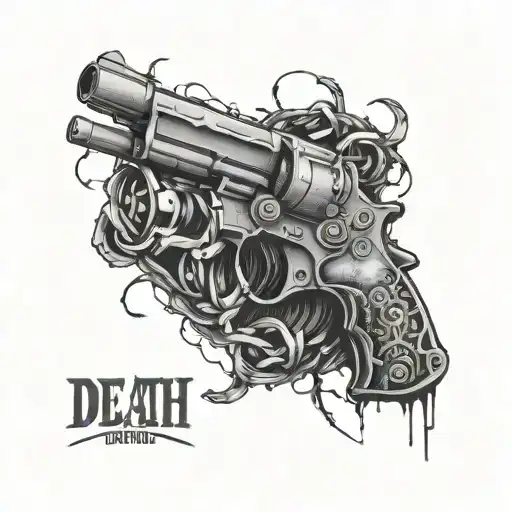 Pistol With Barbed Wire And Death Before Dishonor Words