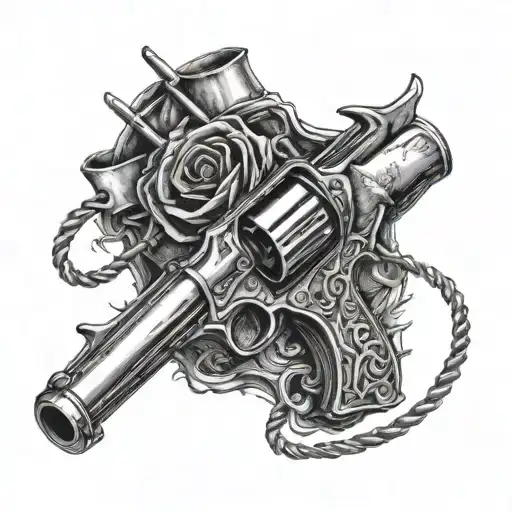 Six Shooter Pistol Wrapped With Barbed Wire And Death Before Dishonor Words