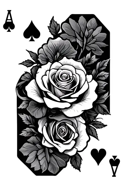 Roses And Ace Card