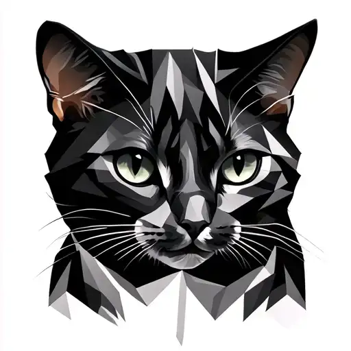 Cotten Pattern Cat Geometric Tattoo Design