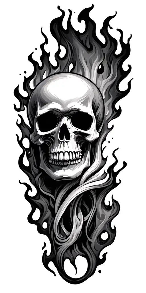 Skull And Fire Surrounded