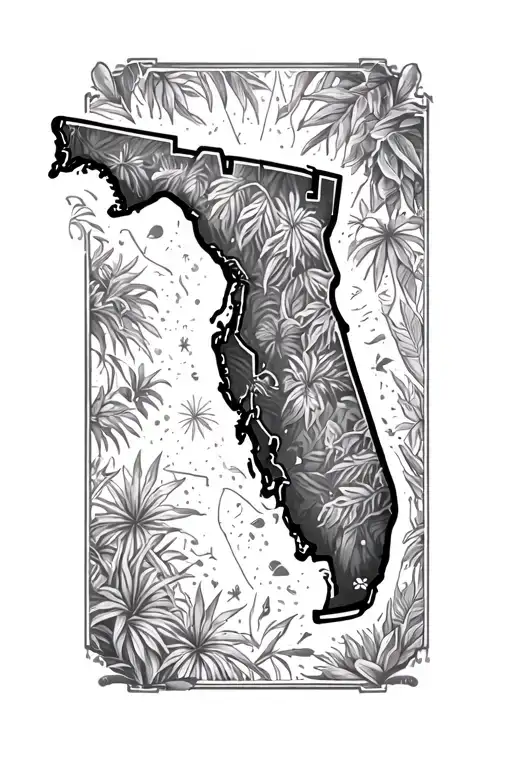 State Of Florida Mixed With California State Outline