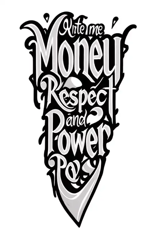 Write Me 'Money Respect And Power' In Calligraphic Letters With Different Shades And Strange Designs
