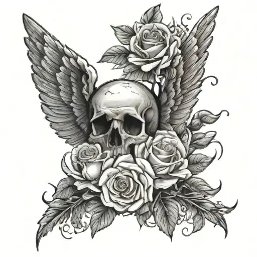 Skulls And Roses And Angels Flying