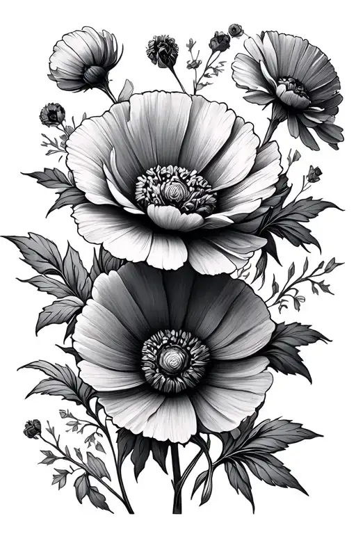 Marigold And Poppy Flowers