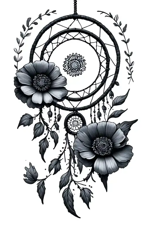 Marigold And Poppy Flower Dreamcatcher Hanging