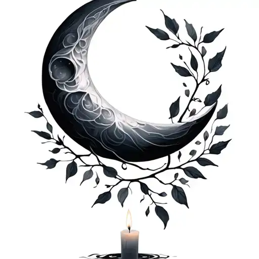 Half Moon Candle Leaves Falling