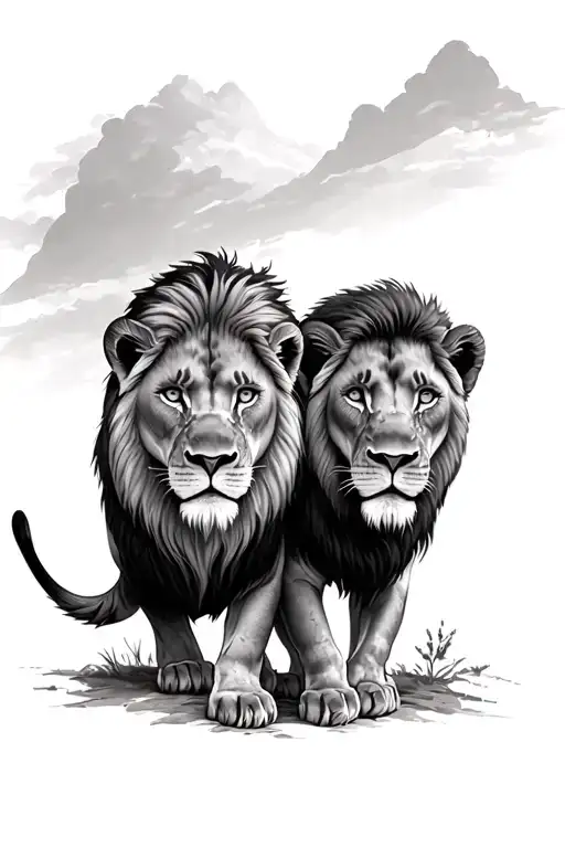 Boy And Girl Lions Traveling