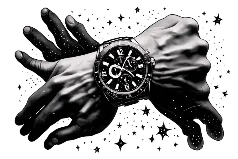 Wrist Watch Surrounded By Constellations